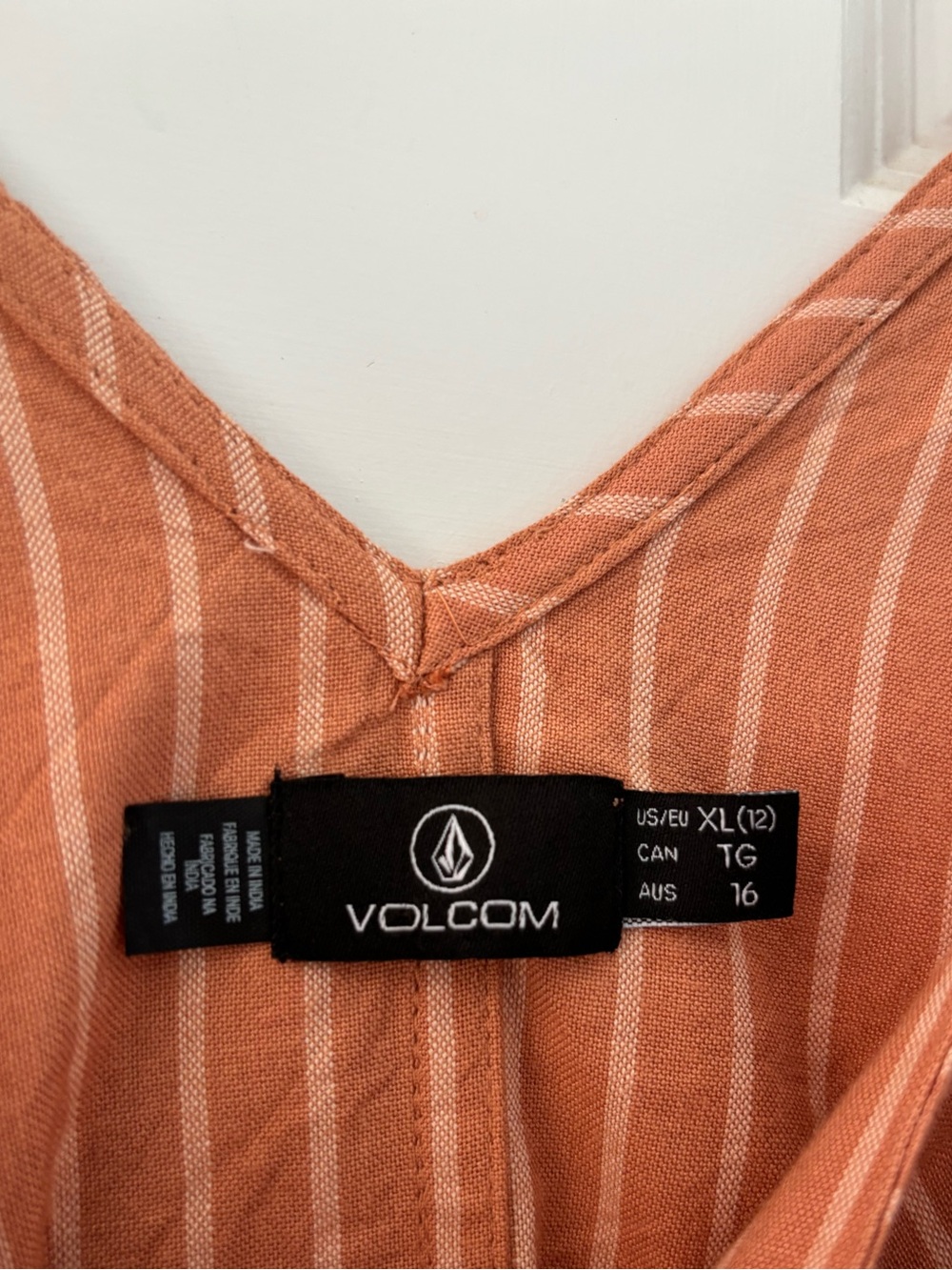 Volcom stone strut pocket romper sand striped XL new overalls - Picture 8 of 11